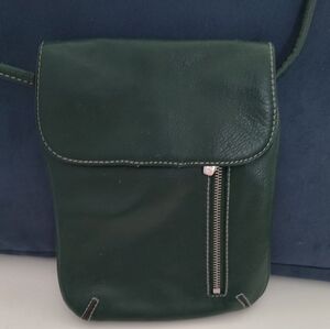 Tignanello Green Leather Crossbody Bag.